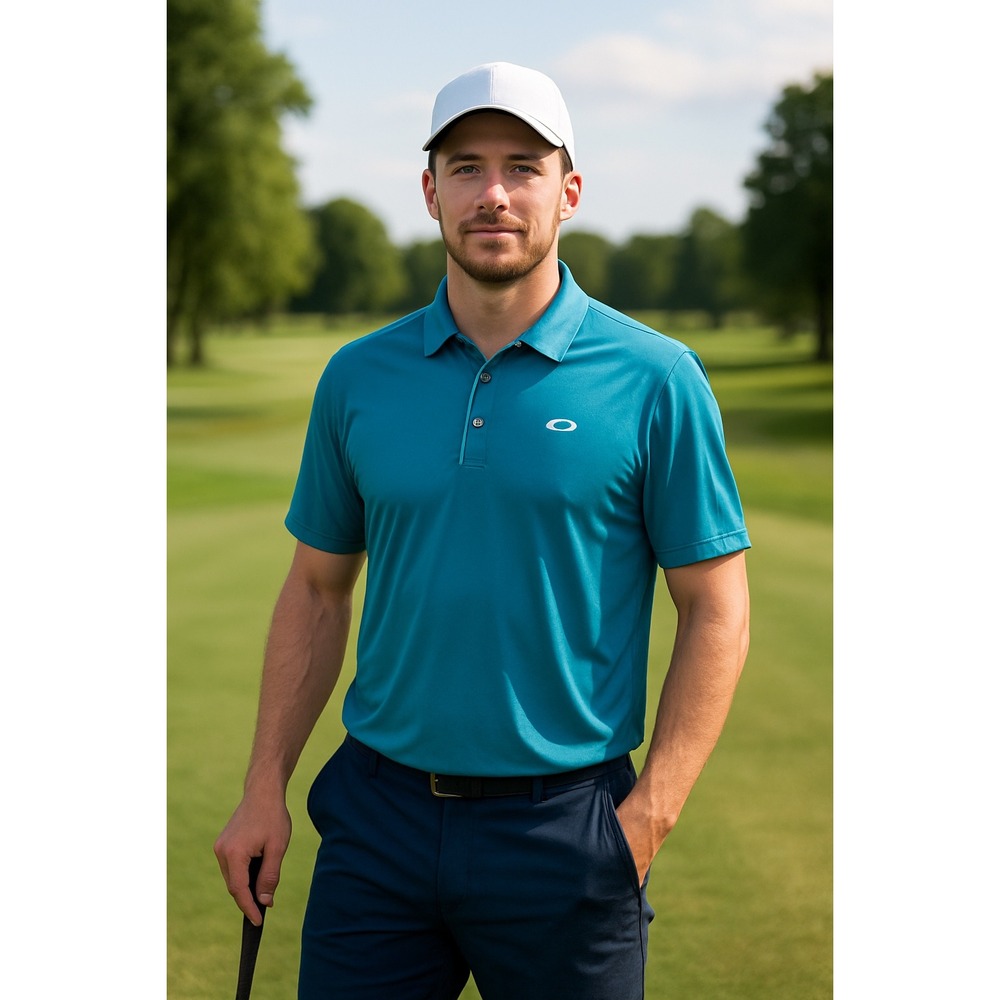 Oakley Teal Short‎ Sleeve Polo Shirt Mens Large